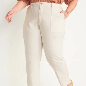 Old Navy High-Waisted Straight Canvas Workwear Pants Women in Creme De La Creme